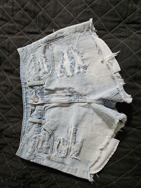 American Eagle Outfitters Light Blue Distressed Denim Cutoff Shorts